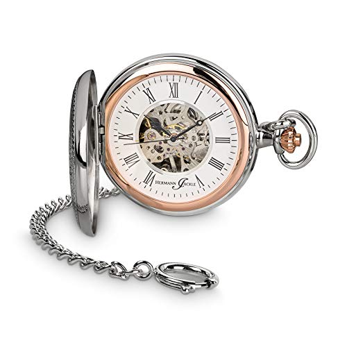 Hermann Jäckle Lindau II Stilvolle Klassische Bicolor Taschenuhr Handaufzug Skelettwerk I Mineralglas | Qualitätshandwerk inkl. Kette & Reiseetui von Hermann Jäckle