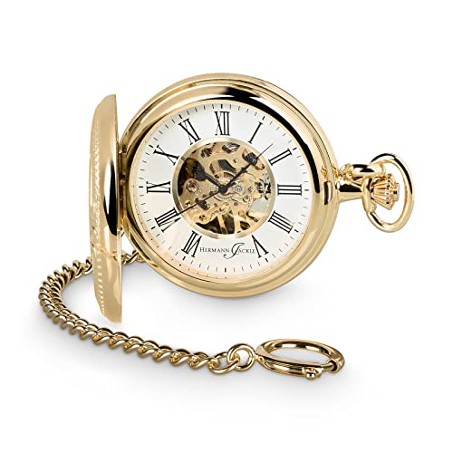 Hermann Jäckle Bayreuth II Skelett Taschenuhr – Handaufzug, Vergoldet, Mineralglas, Kette & Reiseetui – Präzises Uhrwerk, Klassisches Design, Exklusive Geschenkidee von Hermann Jäckle