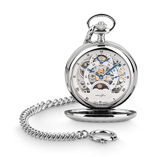 Hermann Jäckle Taschenuhr Calw mechanisch mit Handaufzug Skelettwerk I Mineralglas I Qualitätshandwerk inkl. Kette und Reiseetui von Hermann Jäckle