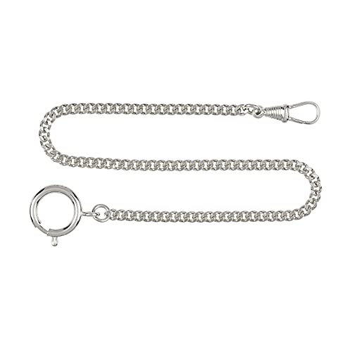 Hermann Jäckle Taschenuhrkette 3002ch Flachpanzer aus Messing vernickelt I Kette für Taschenuhr I 30cm I Made in Germany von Hermann Jäckle