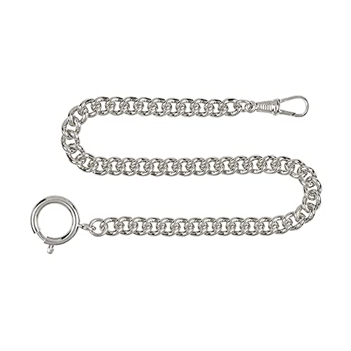 Hermann Jäckle Taschenuhrkette 3011ch Rundpanzer aus Messing vernickelt silberfarben Kette für Taschenuhr 30cm Made in Germany von Hermann Jäckle