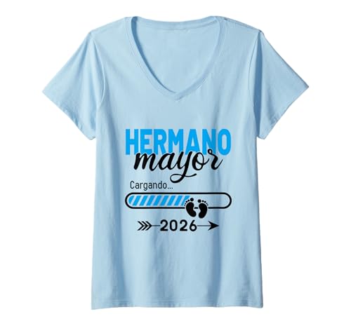 Damen Voy A Ser Un Hermano Mayor 2026, Hermano Mayor 2026 T-Shirt mit V-Ausschnitt Damen Voy A Ser Un Hermano Mayor 2026, Hermano Mayor 2026 T-Shirt mit V-Ausschnitt von Hermano Mayor 2026