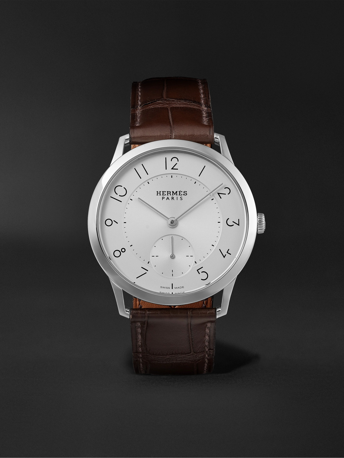 Hermès Timepieces - Slim Acier Automatic 39.5mm Stainless Steel and Alligator Watch, Ref. No. 041760WW00 - Men - White von Hermès Timepieces