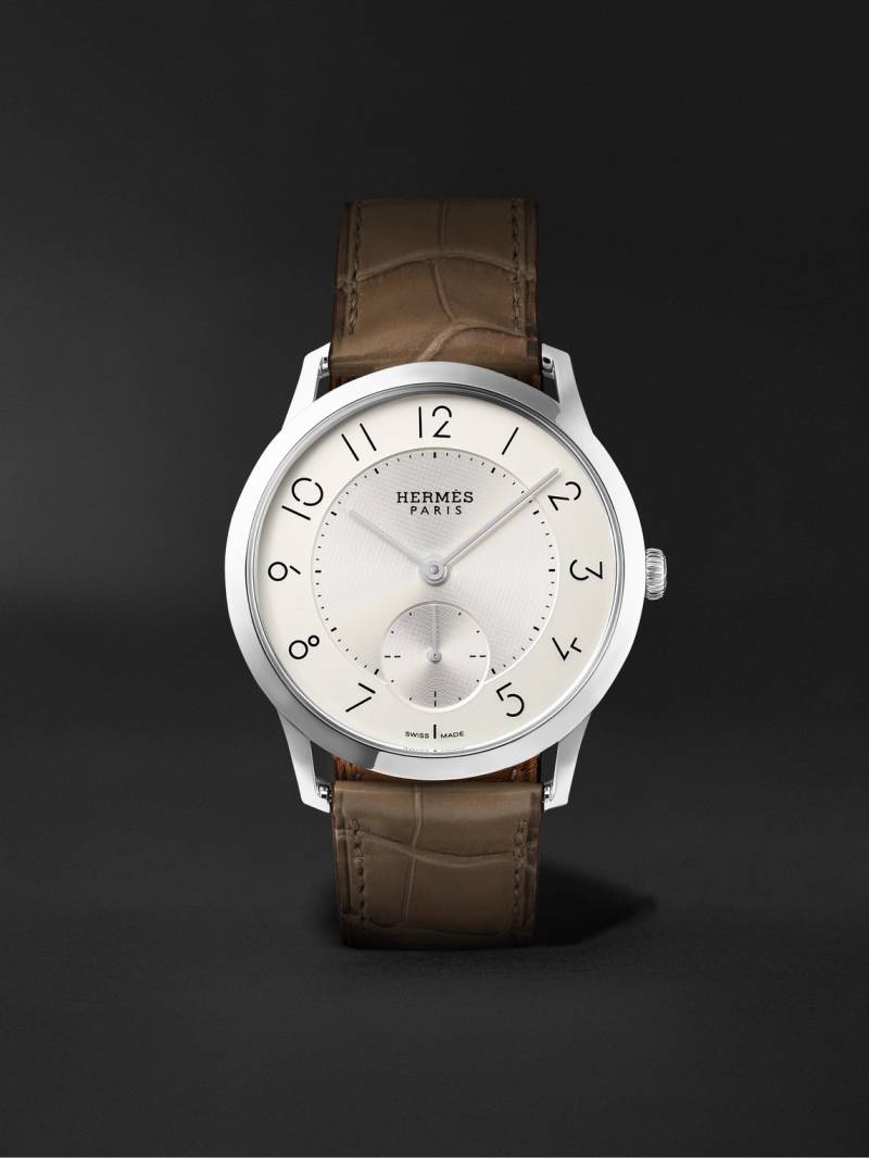 Hermès Timepieces - Slim d'Hermès Acier Automatic 39.5mm Stainless Steel and Alligator Watch, Ref. No. W045266WW00 - Men - White von Hermès Timepieces