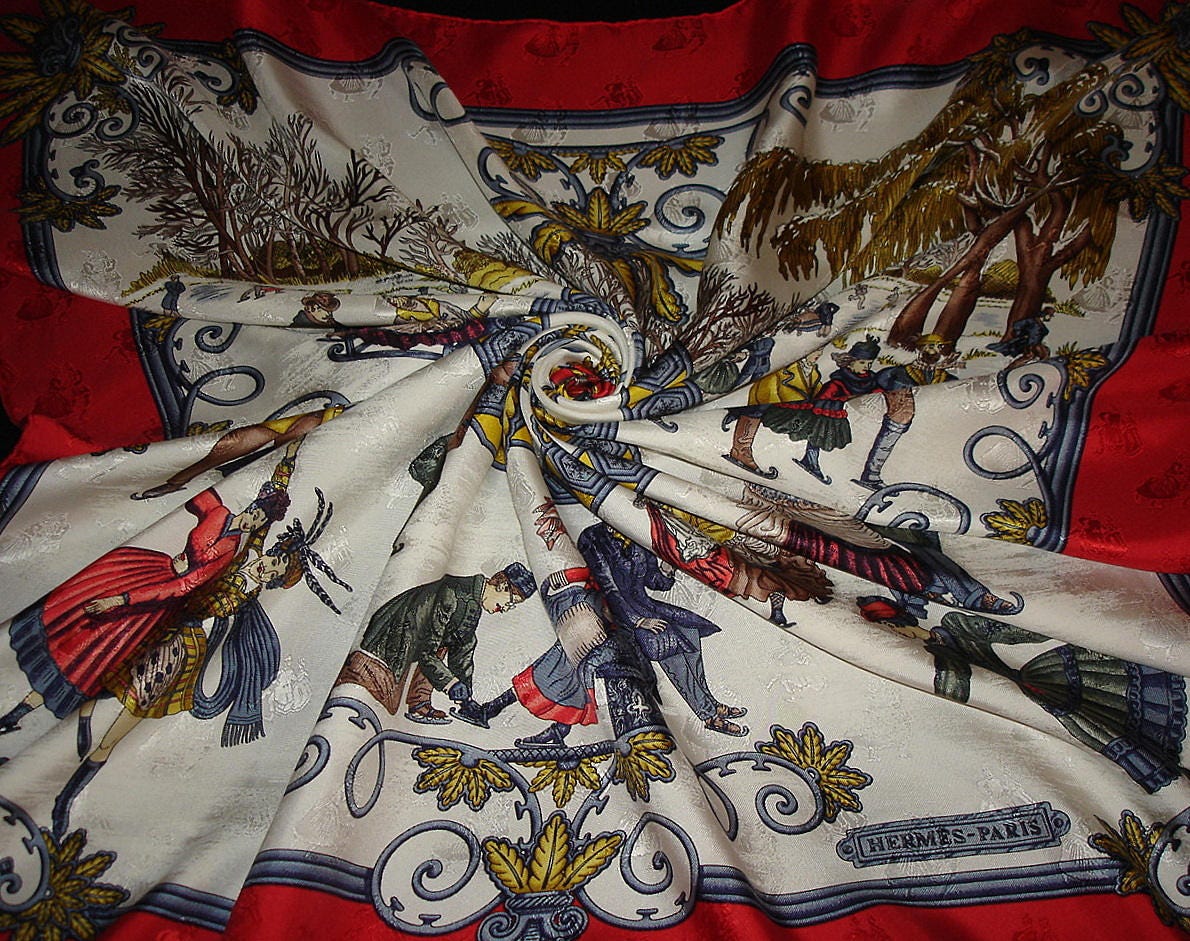 Hermes-Schal „Joies D'hiver" Von Metz/Sammler-Seiden-Jacquard-Schal Hermes von HermesScarvesLuxury