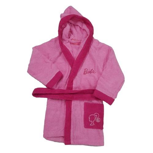 Hermet Barbie Bademantel, bestickt, Frottee, mit Kapuze, Rosa und Fuchsia, Rosa, 5 Jahre von hermet