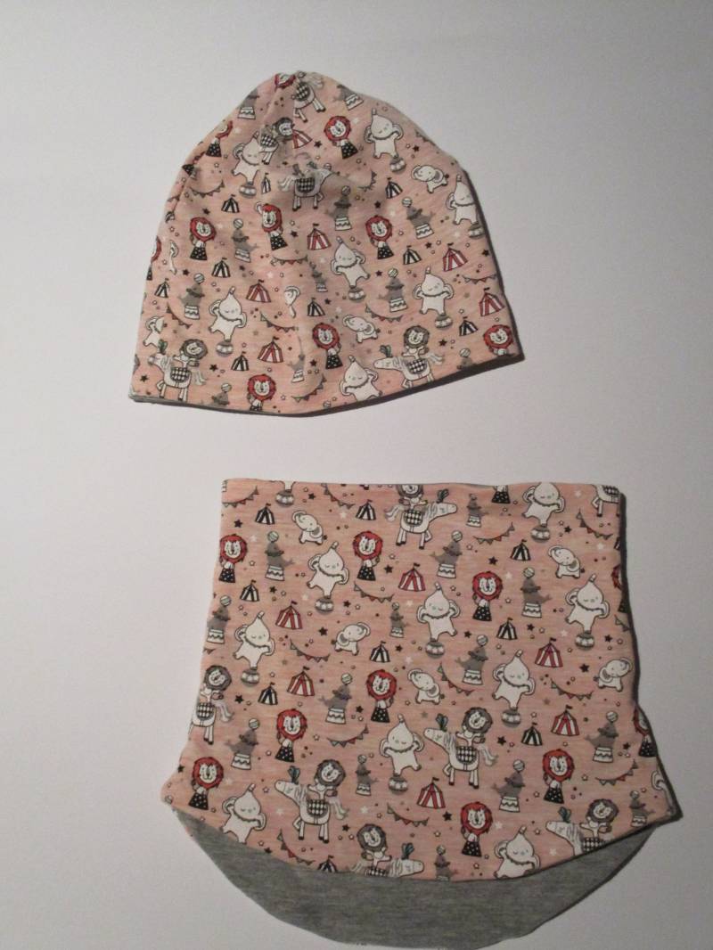 Set Beanie/Mütze Und Halssocke/ Loop Für Baby Kleinkind Mädchen Zirkus, Löwe von HermiDesign