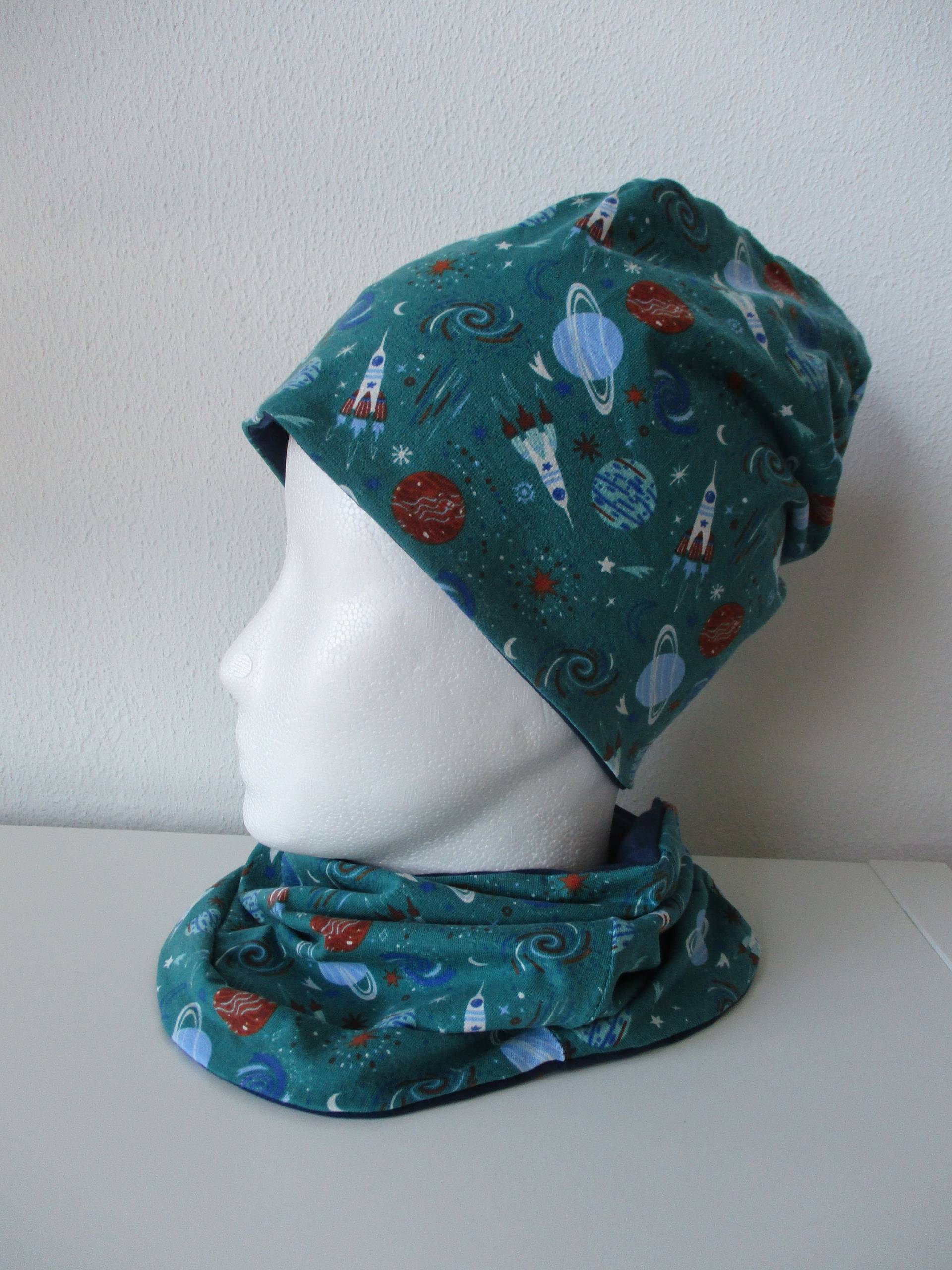 Set Beanie/Mütze & Loop Schal Halssocke Für Baby Kleinkind Junge Planeten, Weltall von HermiDesign