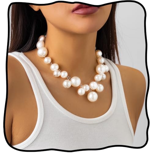Hermoli Statement-Cluster-Perlen-Choker, klobige zufällige Perlen, elegante Halskette für Frauen von Hermoli