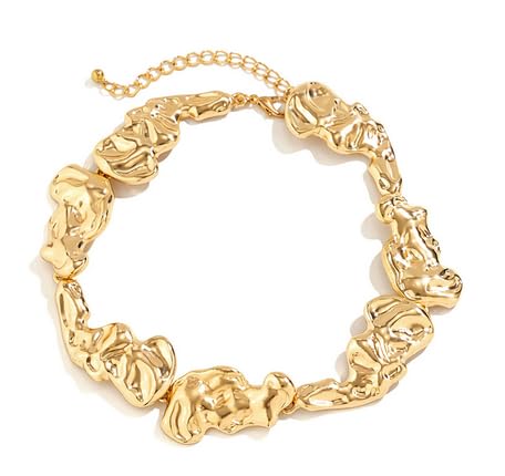 Hermoli Unregelmäßiges Statement-Halsketten-Set, goldfarben, Choker-Armband, Schmuckkette für Damen Hermoli Unregelmäßiges Statement-Halsketten-Set, goldfarben, Choker-Armband, Schmuckkette für Damen von Hermoli