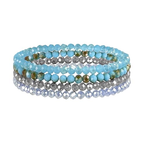 Hernin Damen Kristall Perlen Armband,Mehrschichtige Kristall-Stein-Perlen-Armbänder für Frauen,Mehrschichtige Stretch-Armband,Bohemian Crystal Beaded Multi-Layered Stretch Bracelet (Blau #1) von Hernin