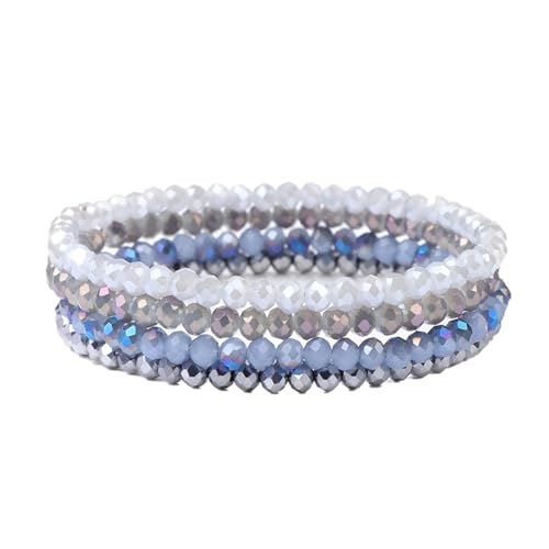 Hernin Damen Kristall Perlen Armband,Mehrschichtige Kristall-Stein-Perlen-Armbänder für Frauen,Mehrschichtige Stretch-Armband,Bohemian Crystal Beaded Multi-Layered Stretch Bracelet (Blau #5) von Hernin