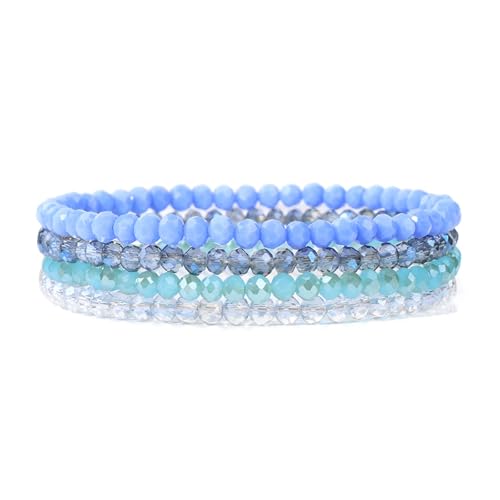 Hernin Damen Kristall Perlen Armband,Mehrschichtige Kristall-Stein-Perlen-Armbänder für Frauen,Mehrschichtige Stretch-Armband,Bohemian Crystal Beaded Multi-Layered Stretch Bracelet (Blau #6) von Hernin