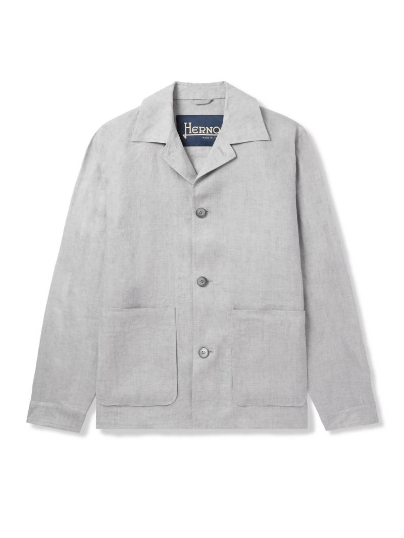 Herno - Camp-Collar Linen Overshirt - Men - Gray - IT 52 von Herno