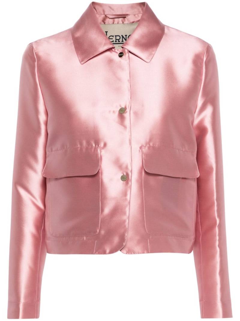 Herno Cropped-Satinjacke mit klassischem Kragen - Rosa von Herno