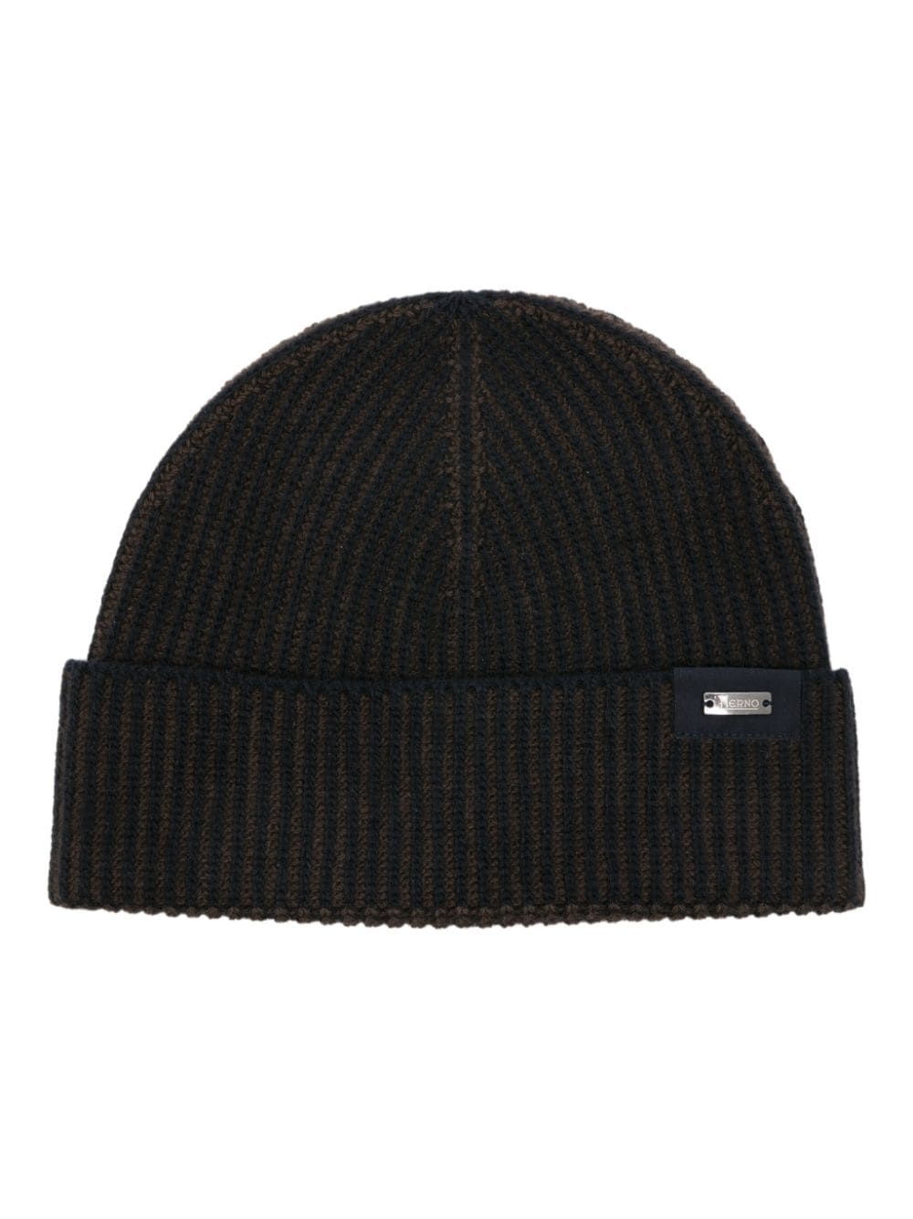 Herno Gerippte Beanie mit Logo-Schild - Blau von Herno