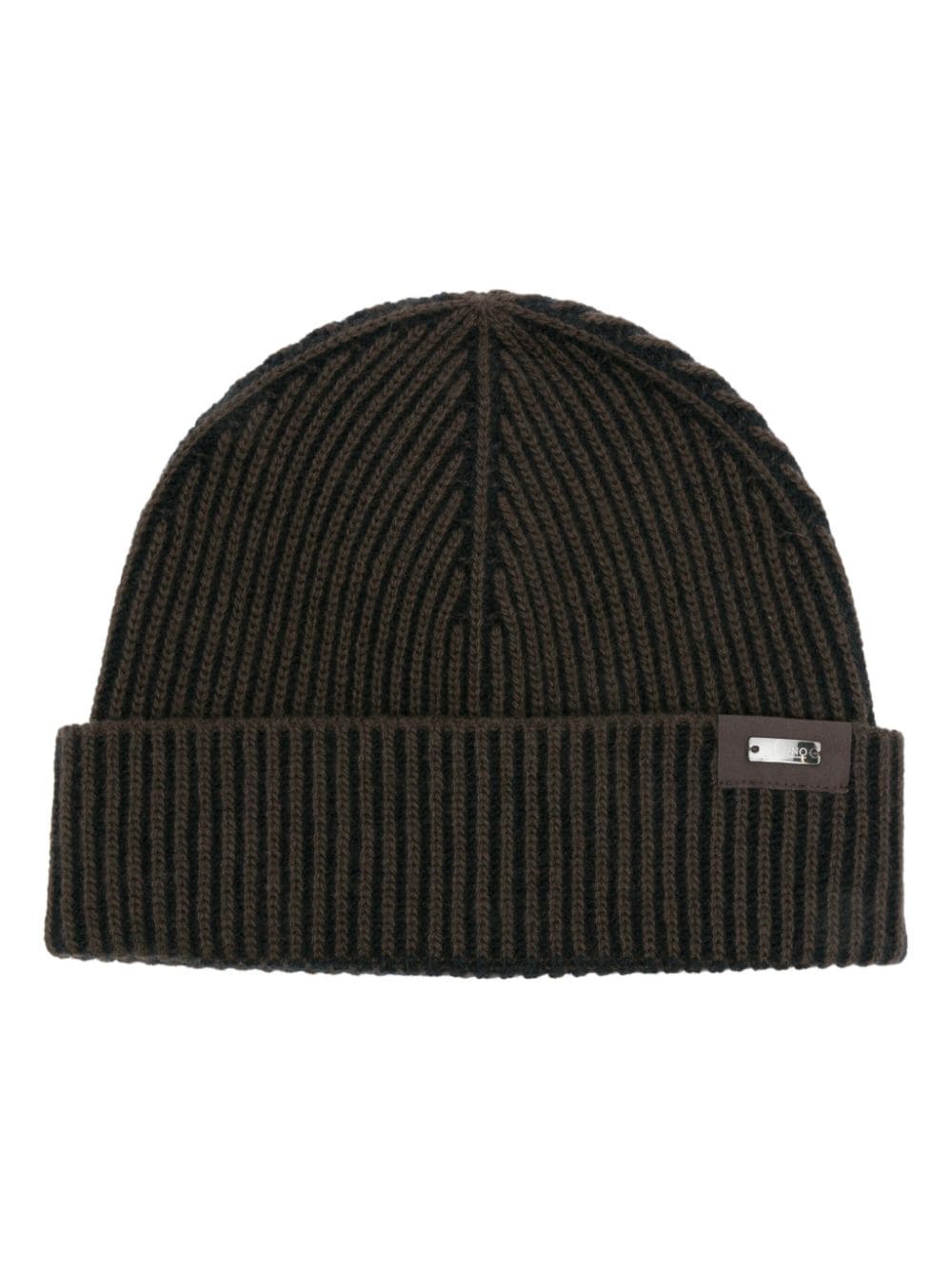 Herno Gerippte Beanie mit Logo-Schild - Braun von Herno