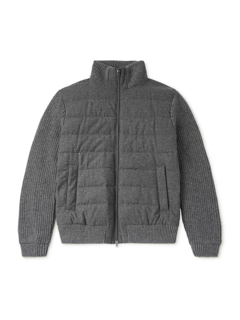 Herno - Quilted and Ribbed Wool-Blend Down Bomber Jacket - Men - Gray - IT 50 von Herno