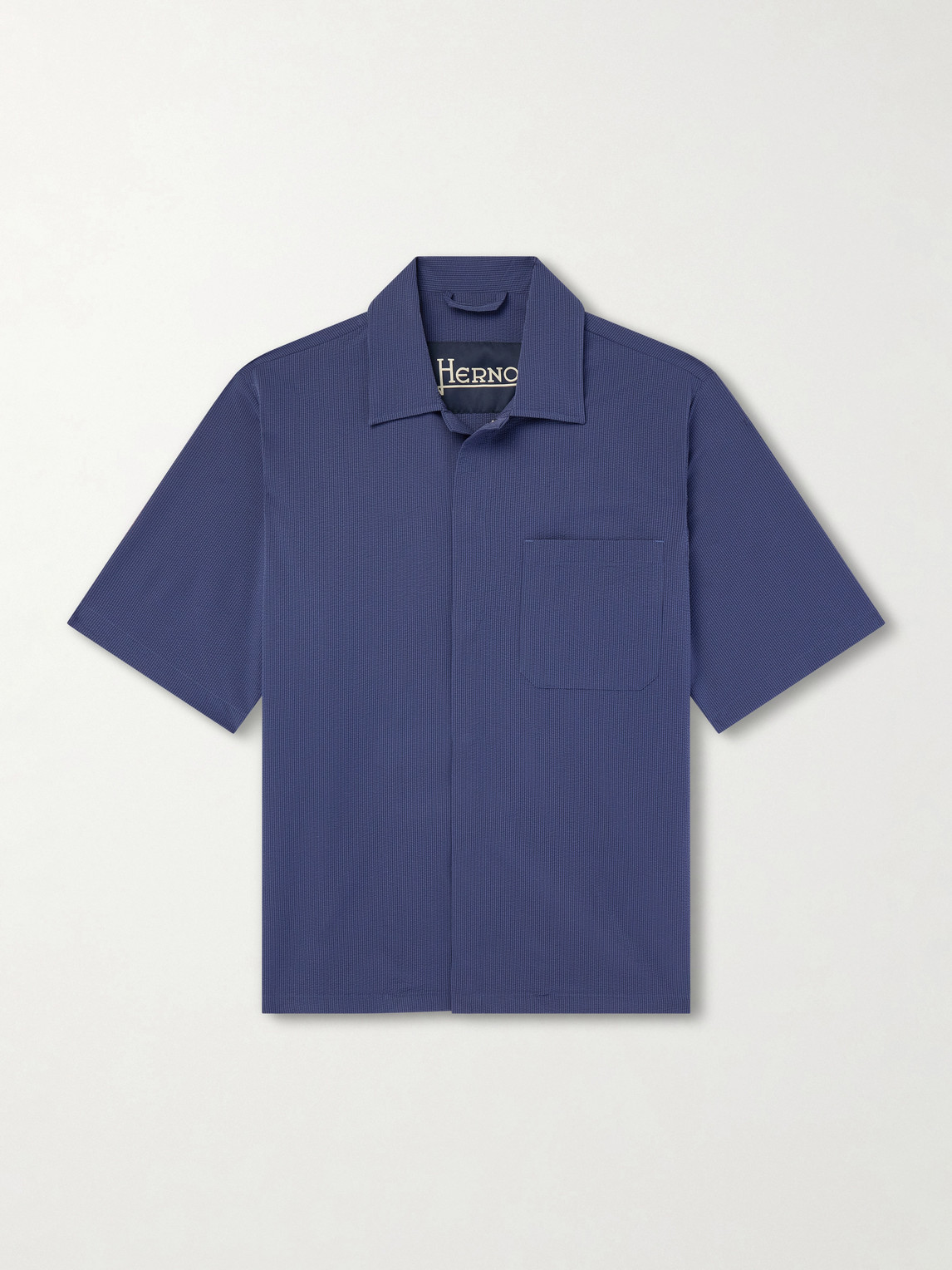 Herno - Seercrease Jersey Bowling Shirt - Men - Blue - IT 50 von Herno