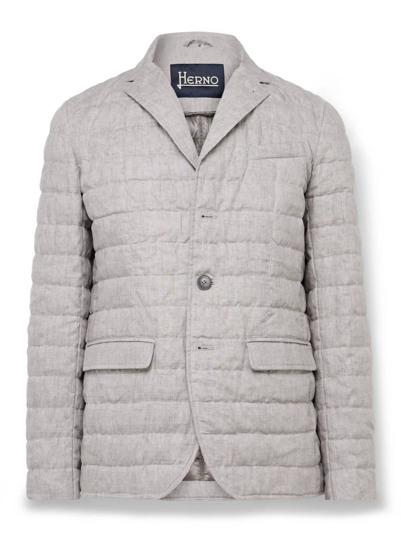 Herno - Slim-Fit Padded Quilted Linen Down Blazer - Men - Gray - IT 50 von Herno