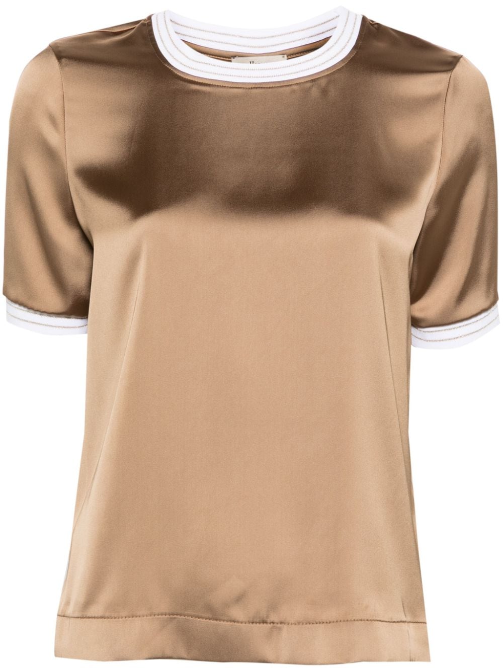 Herno Satin-T-Shirt mit Kontrastdetails - Nude von Herno