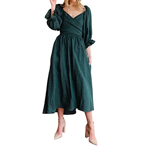 Damen Multiway Sommerkleid Cabrio Wickelkleid Lange Kleid V-Ausschnitt Rückenfrei Partykleid Gürtel Elegante Brautjungfernkleid Maxikleid Sommer Strandkleid Kurze Ärmel/Ärmellos (Mint Green, L) von Hernyug