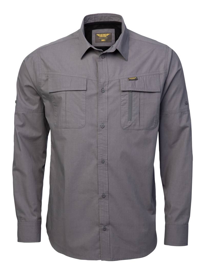 HERO by John Medoox Langarmshirt "HARRY Kent Hemd Langarm" Regular Fit Casual Funktionsmaterial für Herren von Hero By John Medoox