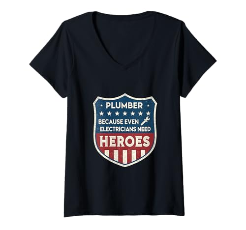 Damen Klempner Weil Elektriker Helden brauchen T-Shirt mit V-Ausschnitt Damen Klempner Weil Elektriker Helden brauchen T-Shirt mit V-Ausschnitt von Hero Trades Co.