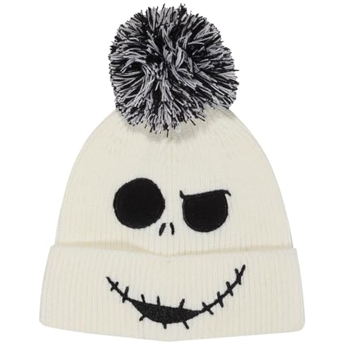 Heroes Inc Unisex Nightmare Before Christmas-Beanie Pom-Jack Face Jumbo Kappe, Weiß, One Size Heroes Inc Unisex Nightmare Before Christmas-Beanie Pom-Jack Face Jumbo Kappe, Weiß, One Size von Heroes Inc.