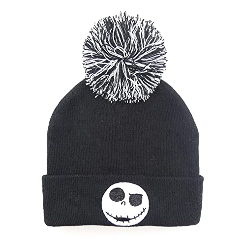 Heroes Inc. Unisex Nightmare Before Christmas-Beanie Pom-Jack Face Badge Kappe, Schwarz, One Size von Heroes Inc.
