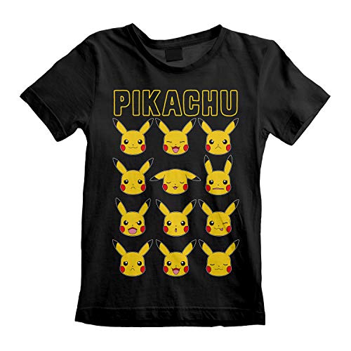 Pokémon Kids - Pikachu Gesichter Unisex T-Shirt schwarz 152/164 von Pokémon
