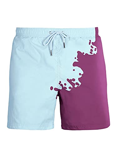 Heromask Badeshorts Herren Badehose mit Farbe geändert badeanzüge Jungen, Badehose, Herren Shorts Sommer, Bermuda Shorts Herren, Cargo Shorts Herren Sommer - Badehose Herren kurz (L, Blau/Kirsche) von Heromask