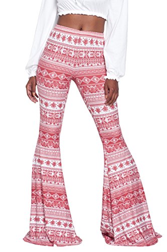 Herose Lange Damen-Hose, S-2XL, weiches Muster, Glockenhose, bodenlang, Ethno-Stil, Boho, ausgestellte Hose - Pink - X-Groß Herose Lange Damen-Hose, S-2XL, weiches Muster, Glockenhose, bodenlang, Ethno-Stil, Boho, ausgestellte Hose - Pink - X-Groß von Herose