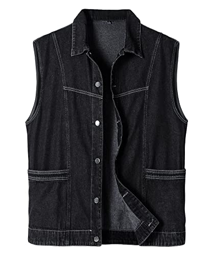 Herothorn Herren Casual Denim Weste Ärmellos Jeansweste Motorradweste Cowboy Bikerweste Jeans Jackt für Männer von Herothorn
