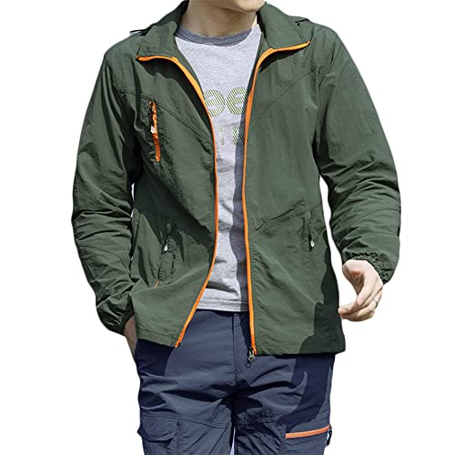 Herothorn Herren Funktionsjacke Regenjacke Outdoortjacken Hoodiejacke Freizeit Hardshelljacke Windbreaker Leichte Windbreaker Jacke von Herothorn