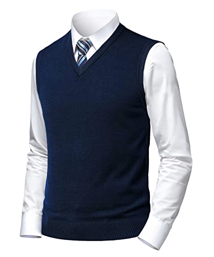 Herothorn Herren Pullunder Weste Ärmellose Strickweste Slim Fit Gestrickt Pulloverwestee Klassische Business Golfweste Wollweste Strickwaren von Herothorn