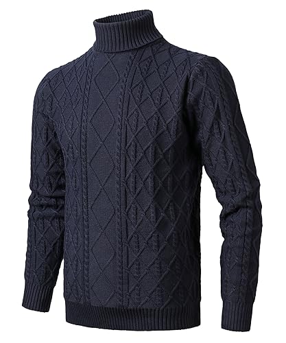 Herothorn Herren Rollkragenpullover Strickpullover Langarm Zopfstrick Pullover Slim fit Base Pulli Winterpullover für Herbst Winter von Herothorn