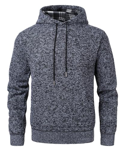 Herothorn Herren Strickpullover Lamgarm Kapuzenpullover Winterpullover Fleecepullover Männer Sweatshirt Strick-Pulli Hoodie von Herothorn