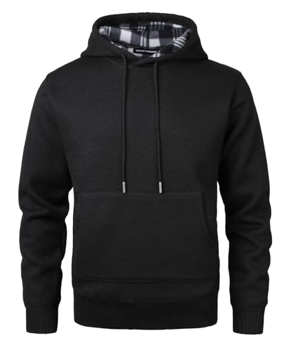 Herothorn Herren Strickpullover Lamgarm Kapuzenpullover Winterpullover Fleecepullover Männer Sweatshirt Strick-Pulli Hoodie von Herothorn