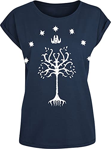 Herr der Ringe Tree of Gondor Frauen T-Shirt dunkelblau S 100% Baumwolle Fan-Merch, Filme von Herr der Ringe