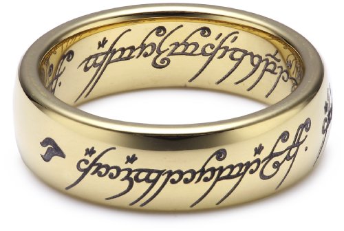 Herr der Ringe Unisex-Ring "Saurons Ring" aus dem kleinen Hobbit Wolfram PVD vergoldet 3009-050 von Herr der Ringe