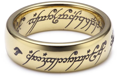 Herr der Ringe Unisex-Ring "Saurons Ring" aus dem kleinen Hobbit Wolfram PVD vergoldet 3009-052 von Herr der Ringe