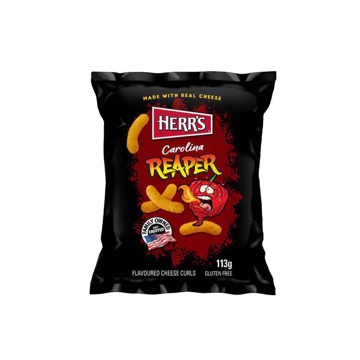 15,49 €/ Herrs Carolina Reaper Flavoured Cheese Curls (MHD 21.07.2025) von Herr's