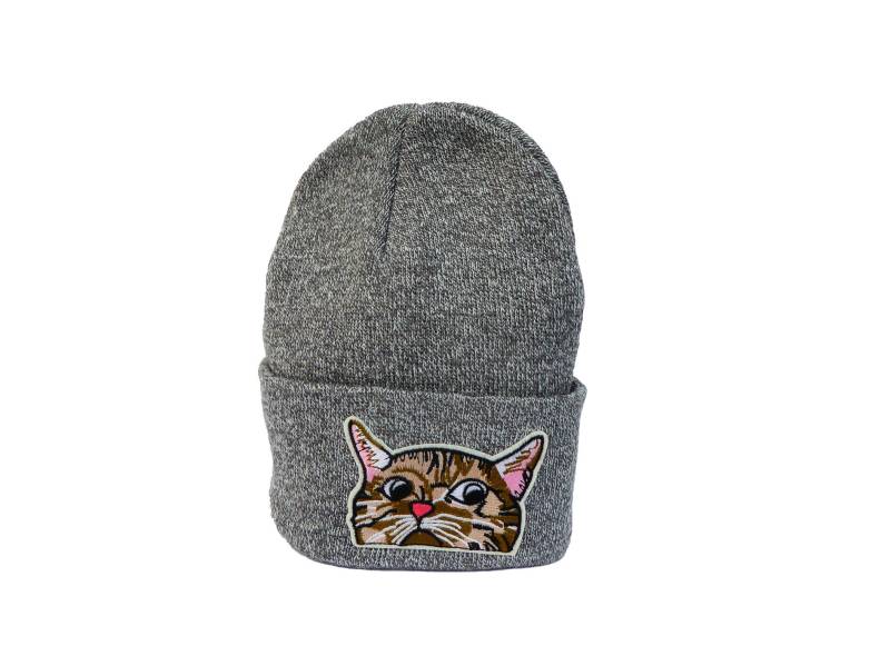 Mütze Grau Katze Beanie Herr Fuchs Patch von HerrFuchs