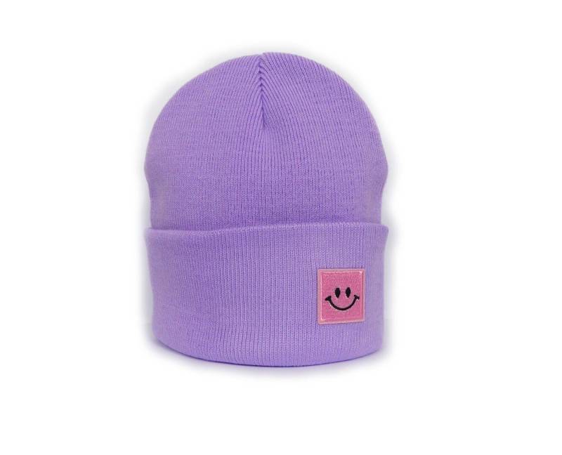 Mütze Lavendel Lila Smiley Herr Fuchs Patch Beanie Rosa von HerrFuchs