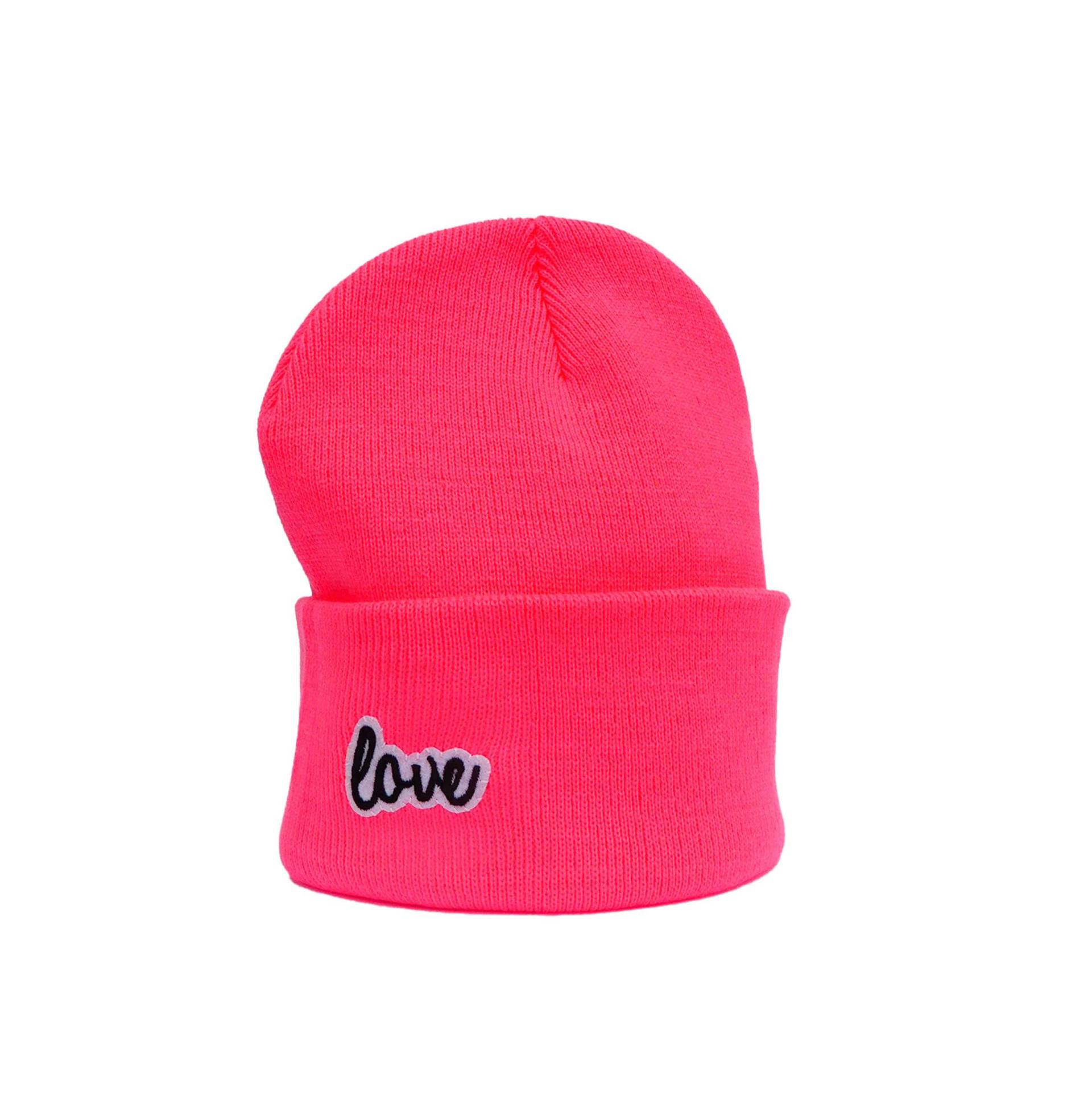 Mütze Love Beanie Herr Fuchs Patch Neon Pink Liebe von HerrFuchs