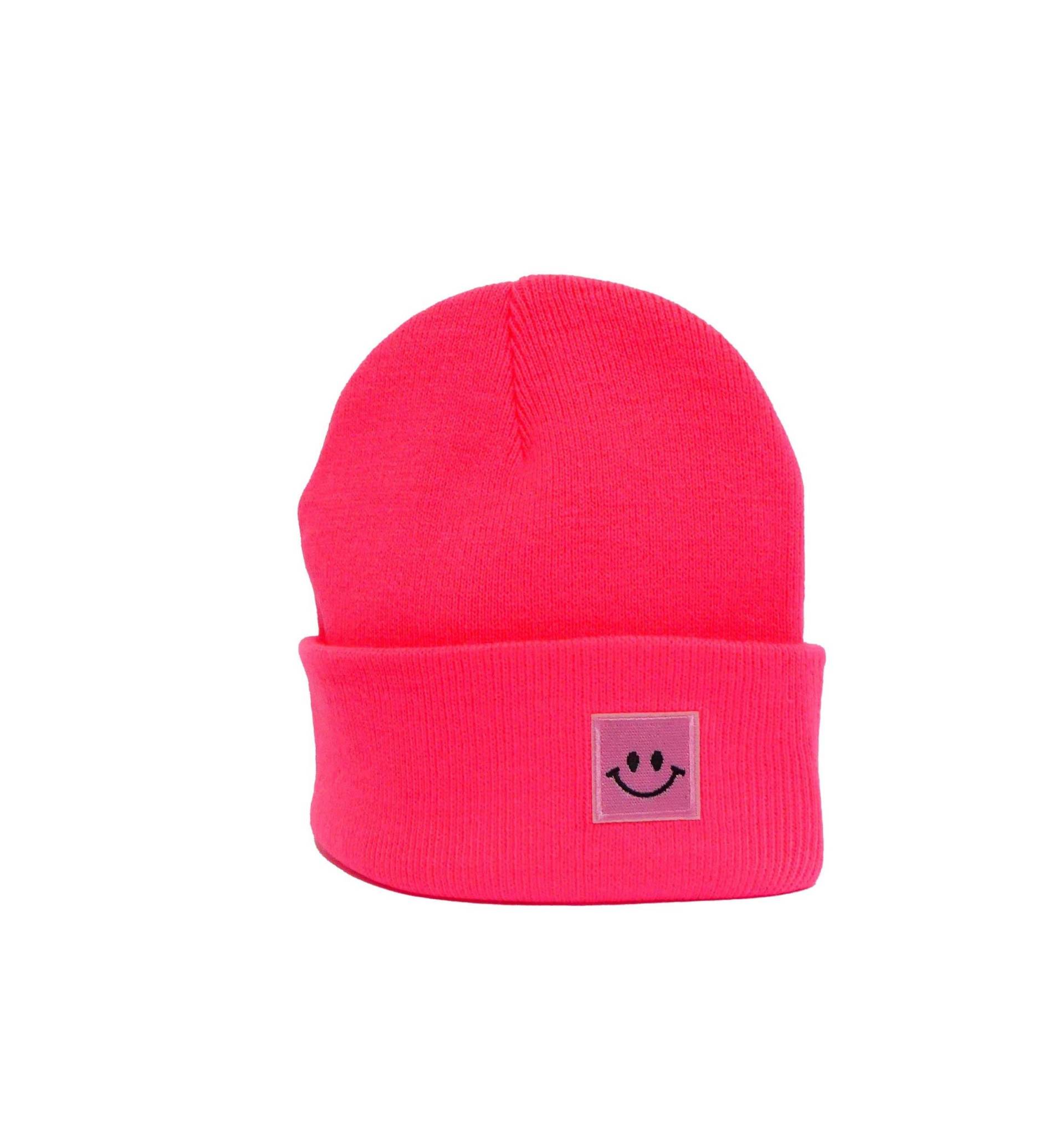 Mütze Neonpink Smiley Herr Fuchs Patch Beanie Rosa von HerrFuchs