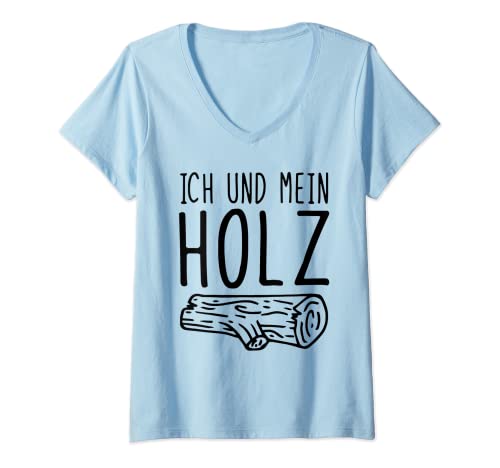 Damen Ich Und Mein Holz T-Shirt mit V-Ausschnitt Damen Ich Und Mein Holz T-Shirt mit V-Ausschnitt von Herren Geschenk Ich Und Mein Holz