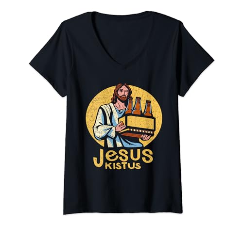 Herren Jesus Kistus Bier Gott T-Shirt mit V-Ausschnitt Herren Jesus Kistus Bier Gott T-Shirt mit V-Ausschnitt von Herren Jesus Kistus Bier Gott