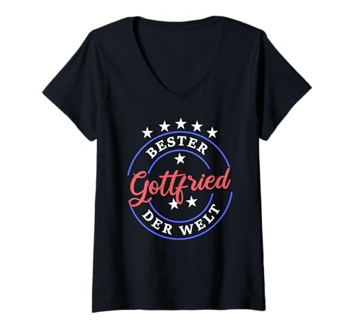 Damen Bester Gottfried der Welt lustiger Spruch Vorname Gottfried T-Shirt mit V-Ausschnitt Damen Bester Gottfried der Welt lustiger Spruch Vorname Gottfried T-Shirt mit V-Ausschnitt von Herren Jungen Männer Name Gottfried Geschenkidee